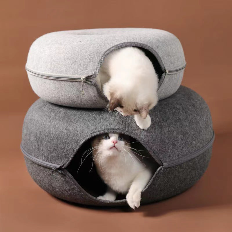 Donut Cat Bed in use